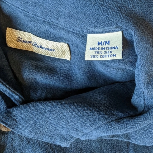 Tommy Bahama Mens Silk & Cotton Blend Sz Medium Button-Down Original Fit Shirt - Picture 6 of 14